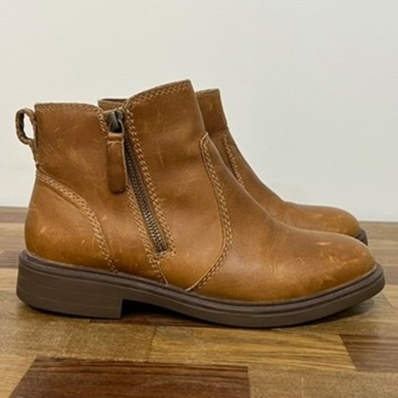 Cougar Womens Chelsea Boots 7 Brown Leather Ankle Zip Chunky Tan Zip Outerwear - Picture 5 of 16